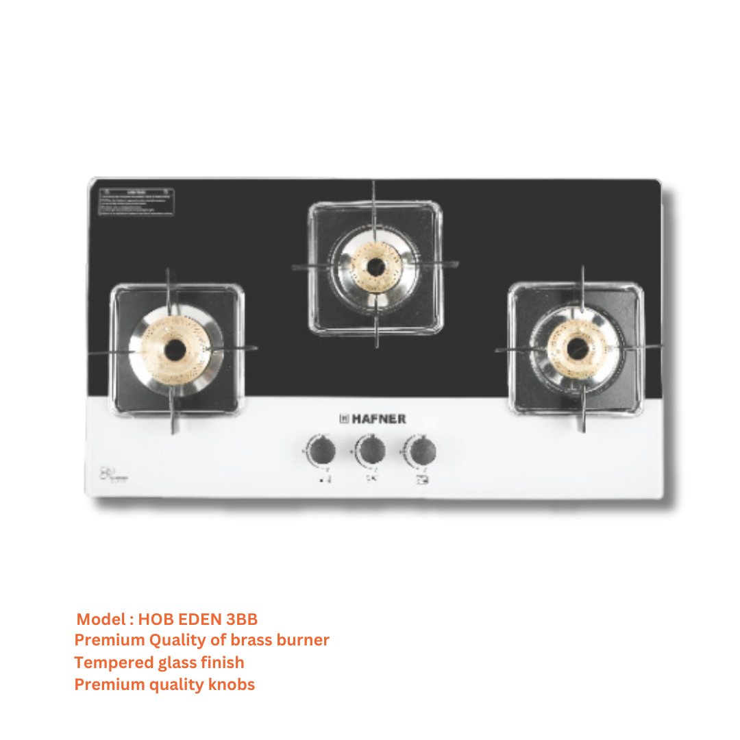 Hafner 3 Burner 76 cm Auto Ignition Built in HOB - HOB EDEN 3BB