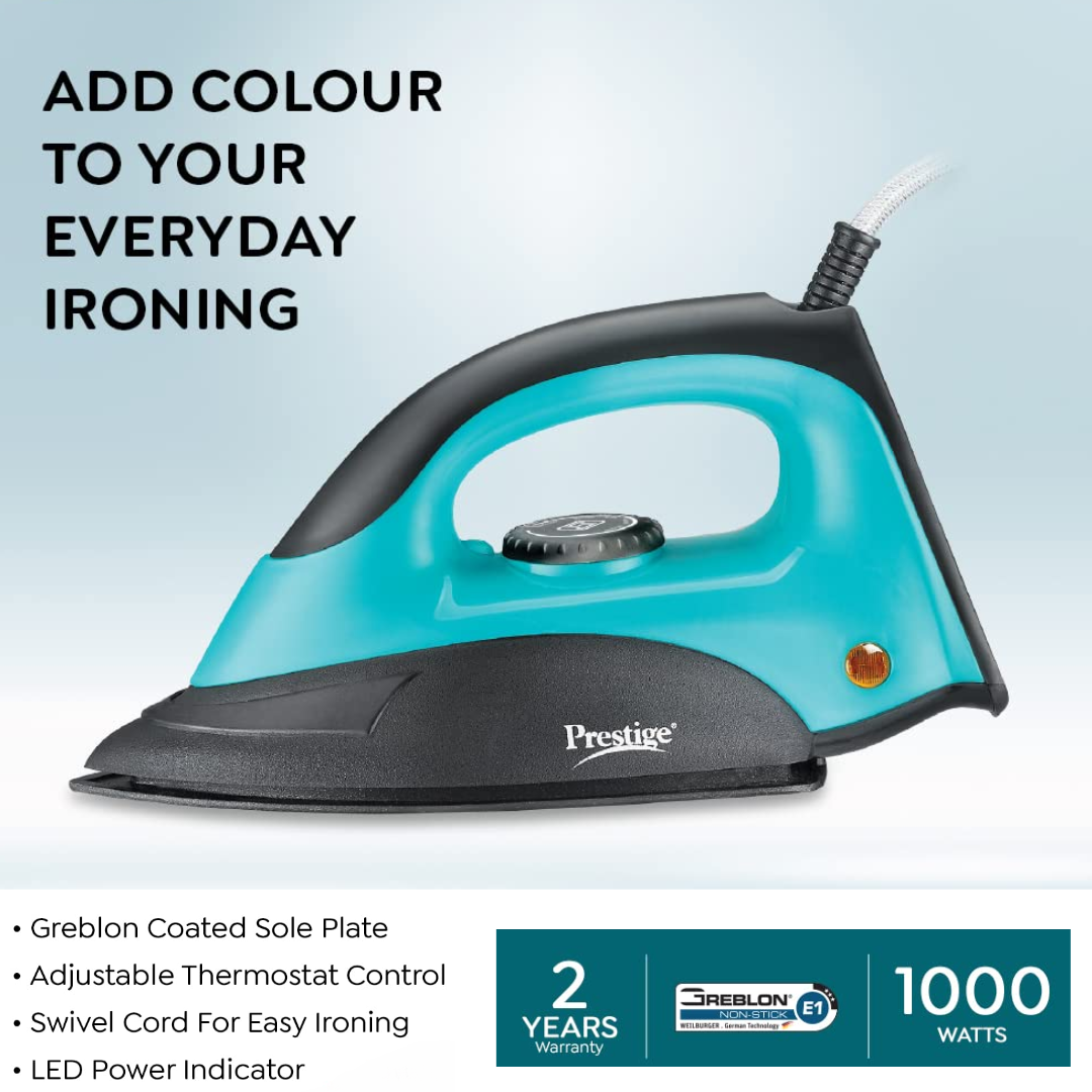 Prestige Magic 1000 W Greblon Coated Sole Plate Dry Iron - 41770 PDI07 
