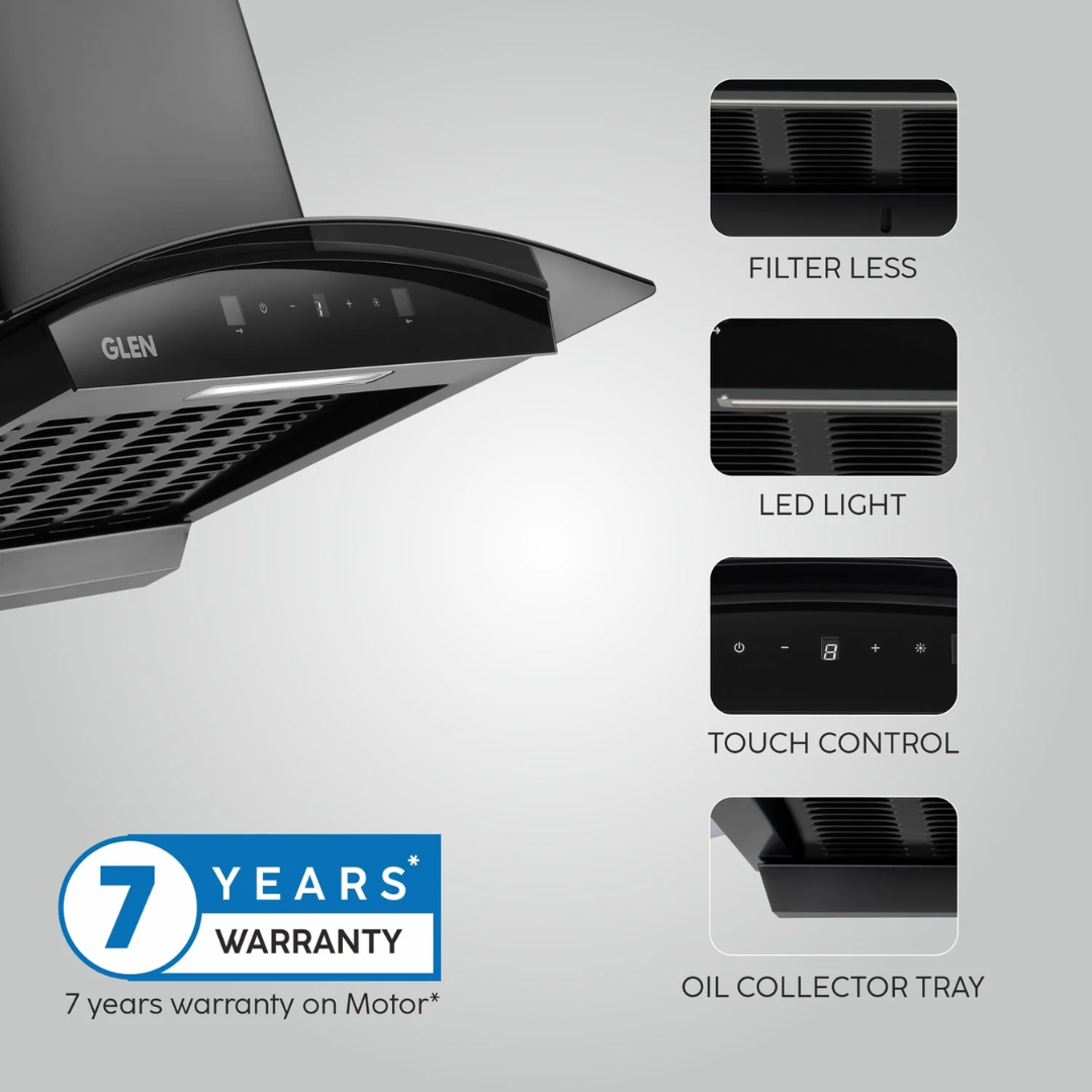 Glen 60 cm Auto Clean Chimney - CH 6076 BL BLDC MS AC