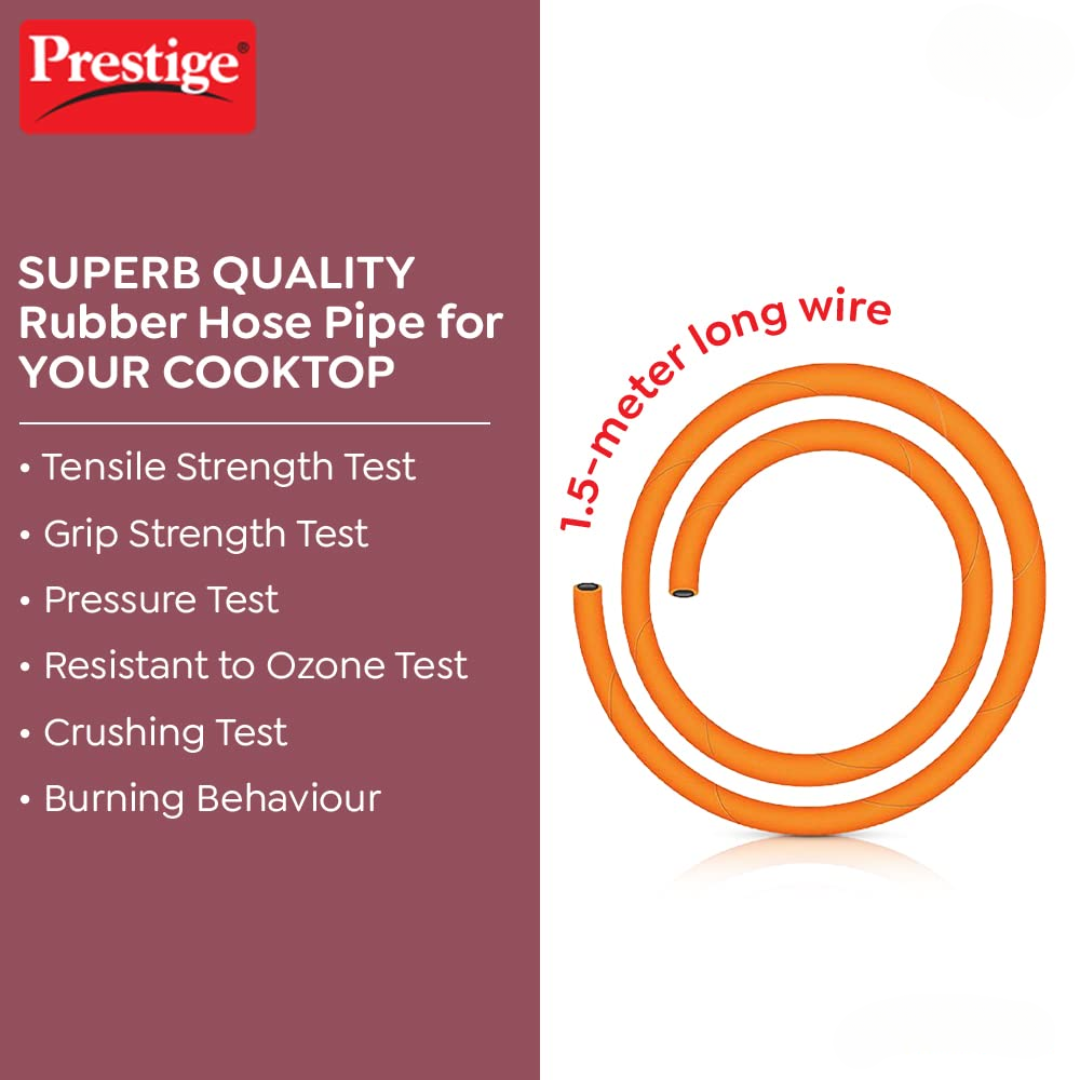 Prestige 1.5m LPG Rubber Hose Pipe with Reinforced Steel Wire