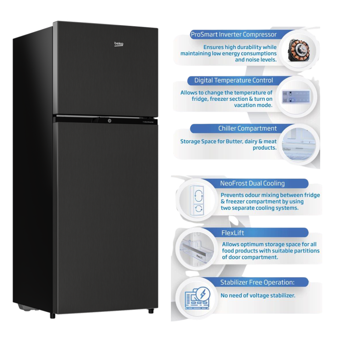 Beko 275 Liter Double Door Refrigerator RDNE295DWBE