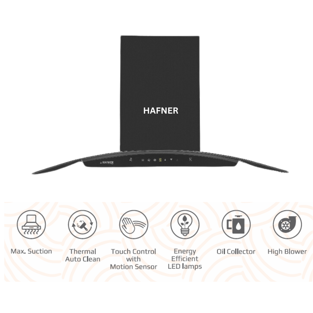 Hafner 90 cm Auto Clean Chimney - Hood PRISM BK 90CM