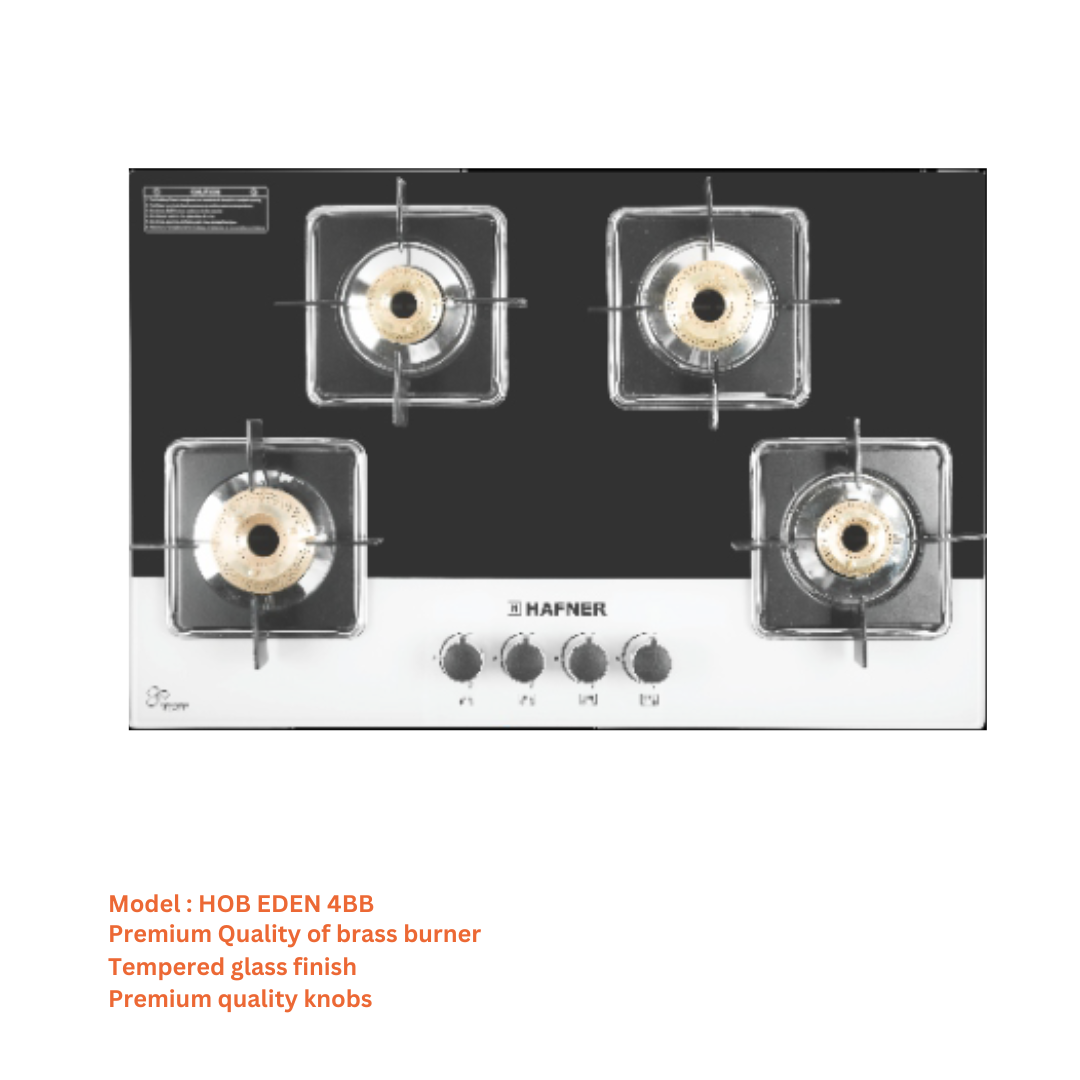 Hafner 4 Burner 76 cm Auto Ignition Built in HOB - HOB EDEN 4BB