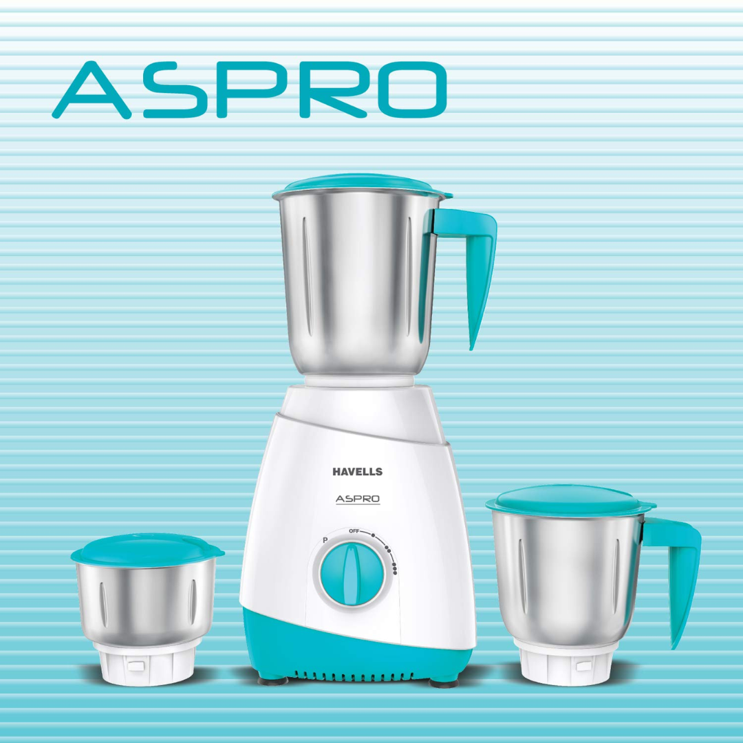Havells 3 Jars Aspro Grinder 500 Watt Mixer Grinder - GHFM 