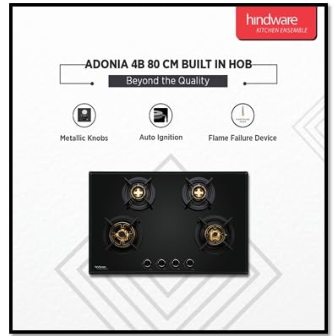 Hindware 4 Burner Auto Ignition Built in Hobs - ADONIA 4B 80 